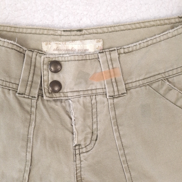 Abercrombie & Fitch vintage Y2K cargo pants flare low rise gorpcore khaki green - Picture 10 of 14
